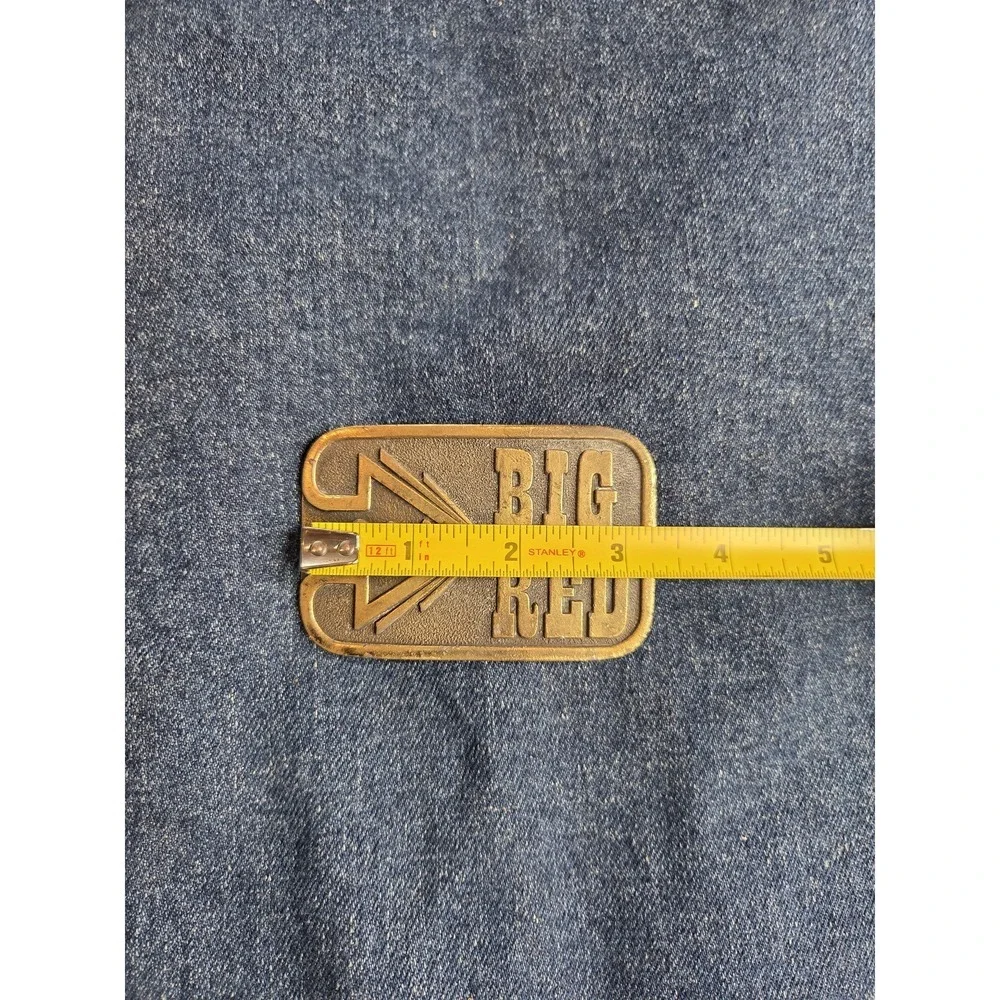 Vintage Go Big Red Solid Brass Belt Buckle Nebraska Football